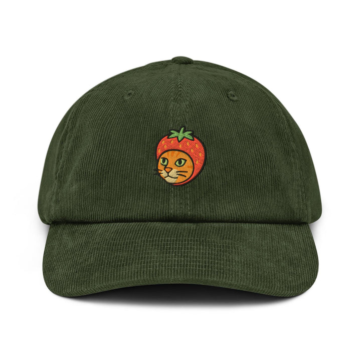 Cat with Strawberry Hat Corduroy Cap