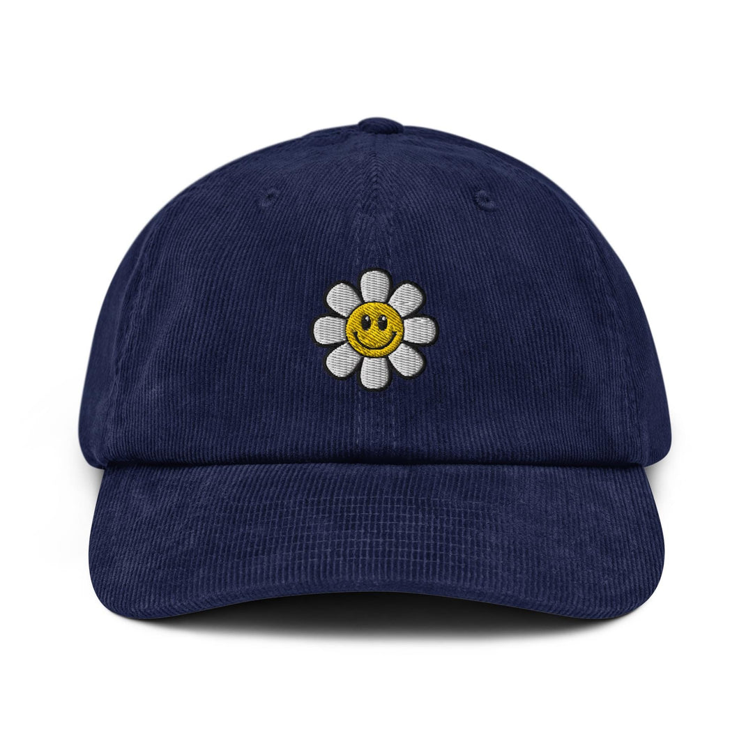 Smiley Flower Corduroy Cap