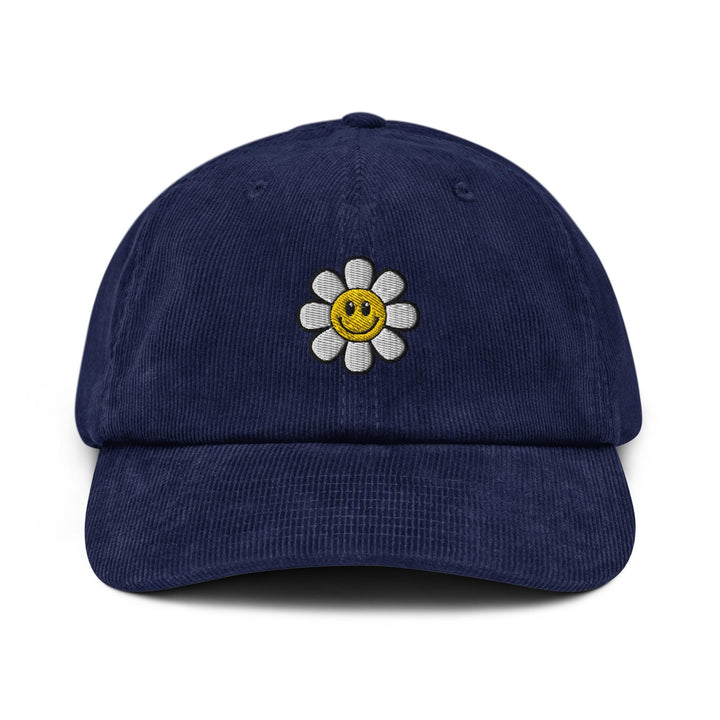 Smiley Flower Corduroy Cap