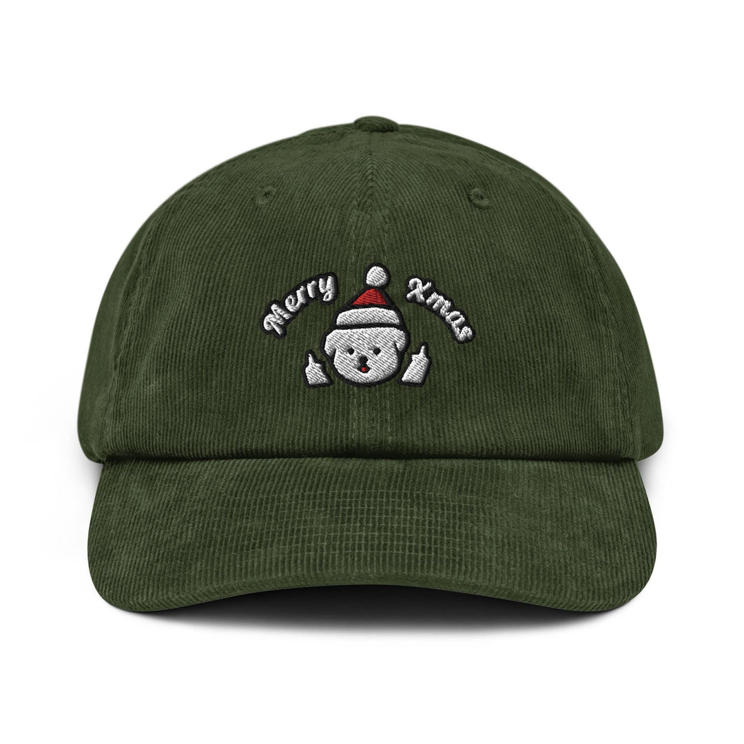 Merry Xmas Rude Dog Leo Corduroy Cap