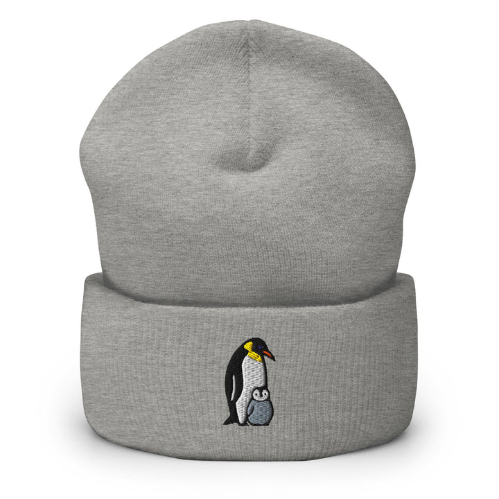 Emperor Penguin with Chick Embroidered Cuffed Beanie: Cozy Unisex Winter Cap