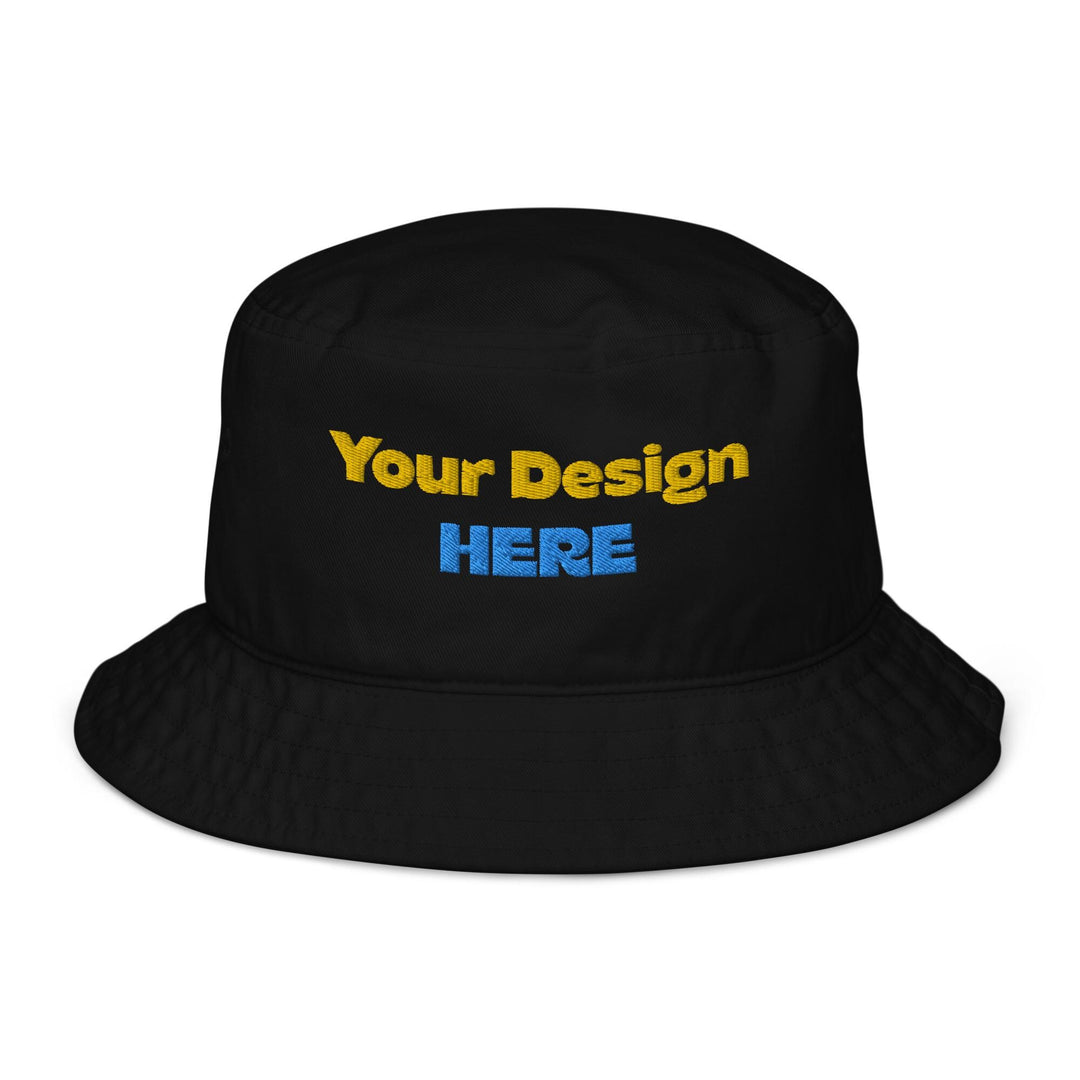 Organic Cotton Bucket Hat - Your Design, Logo or Text - Embroidered Chino Cotton Twill Baseball Cap - Bulk Order Discounts Available