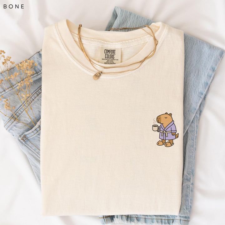 Stay at Home Capybara Printed JOMO T-Shirt: Comfort Colors®, Garment-Dyed Heavyweight Cotton, Relaxed Unisex Fit