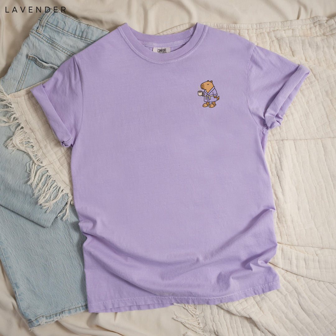 Stay at Home Capybara Printed JOMO T-Shirt: Comfort Colors®, Garment-Dyed Heavyweight Cotton, Relaxed Unisex Fit