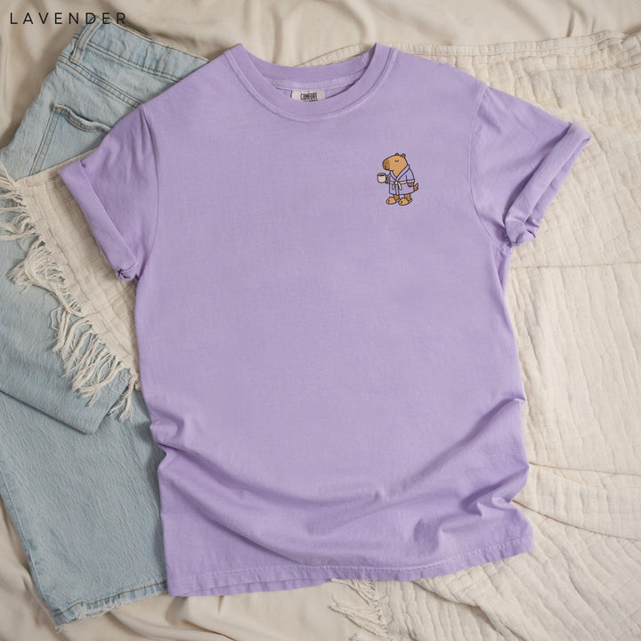 Stay at Home Capybara Printed JOMO T-Shirt: Comfort Colors®, Garment-Dyed Heavyweight Cotton, Relaxed Unisex Fit