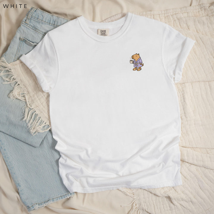 Stay at Home Capybara Printed JOMO T-Shirt: Comfort Colors®, Garment-Dyed Heavyweight Cotton, Relaxed Unisex Fit
