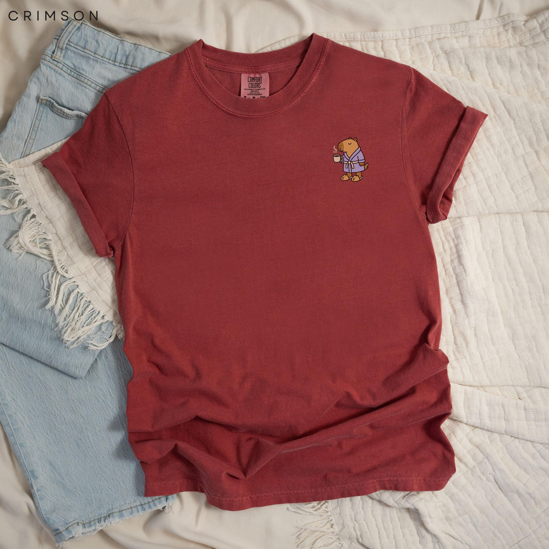 Stay at Home Capybara Printed JOMO T-Shirt: Comfort Colors®, Garment-Dyed Heavyweight Cotton, Relaxed Unisex Fit
