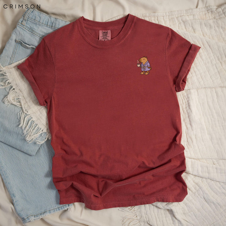 Stay at Home Capybara Printed JOMO T-Shirt: Comfort Colors®, Garment-Dyed Heavyweight Cotton, Relaxed Unisex Fit