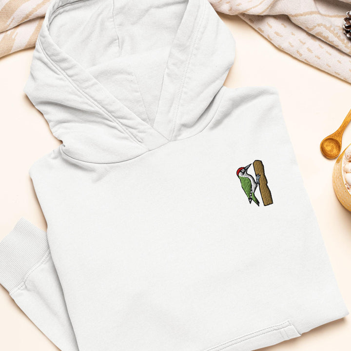 European Green Woodpecker (Picus viridis) Embroidered Hoodie: Heavy Blend Cotton-Poly, Unisex Fit