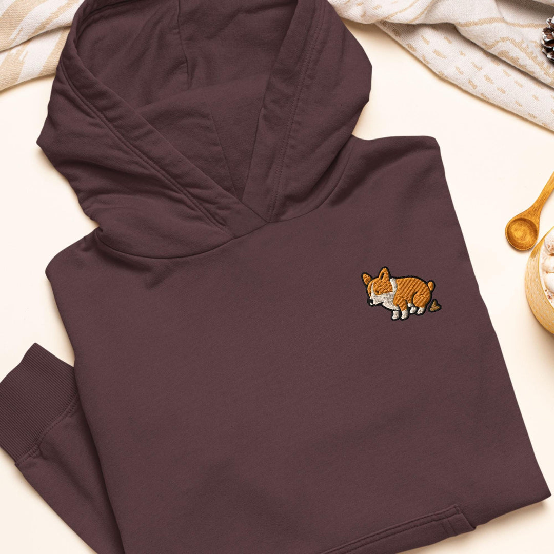 Corgi Pooping Embroidered Hoodie: Heavy Blend Cotton-Poly, Unisex Fit