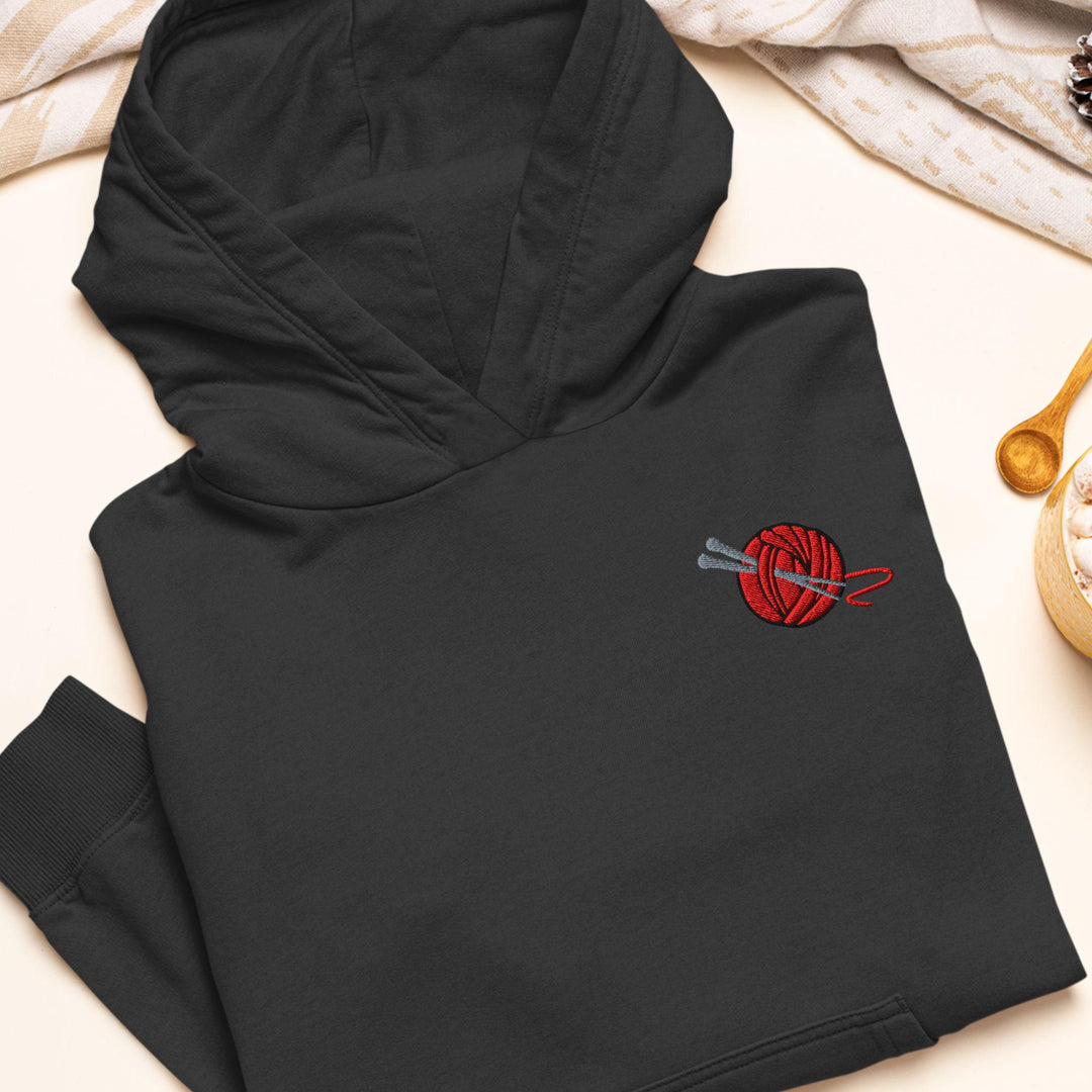 Knitting Needle and Yarn Embroidered Hoodie: Heavy Blend Cotton-Poly, Unisex Fit