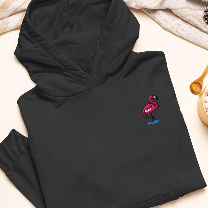 Flamingo in Water Embroidered Hoodie: Heavy Blend Cotton-Poly, Unisex Fit