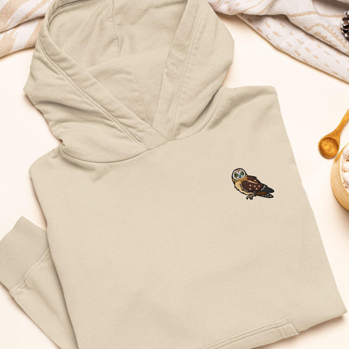 Short-eared Owl Embroidered Hoodie: Heavy Blend Cotton-Poly, Unisex Fit