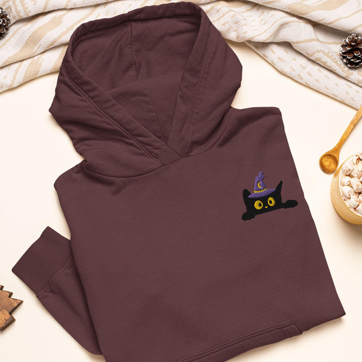 Black Wizard Cat Embroidered Hoodie: Heavy Blend Cotton-Poly, Unisex Fit