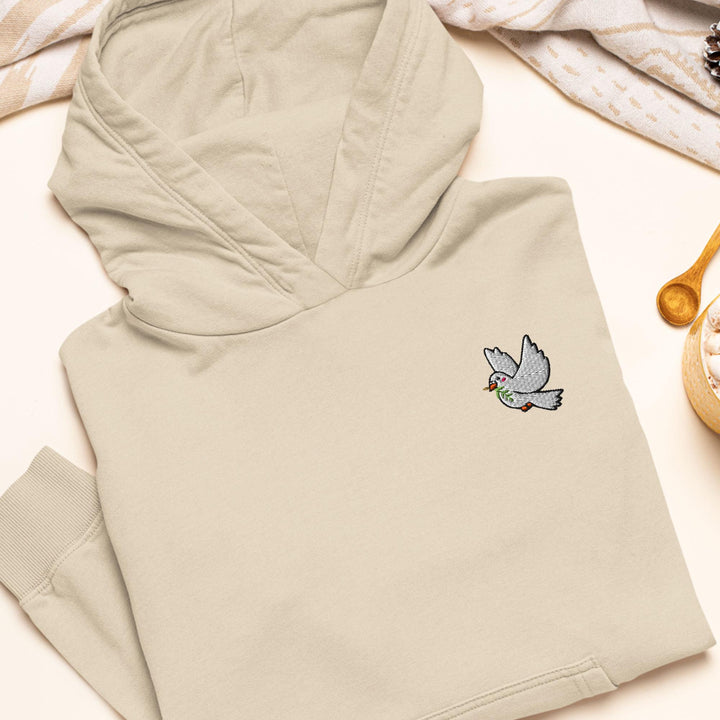 Peace Dove Embroidered Hoodie: Heavy Blend Cotton-Poly, Unisex Fit