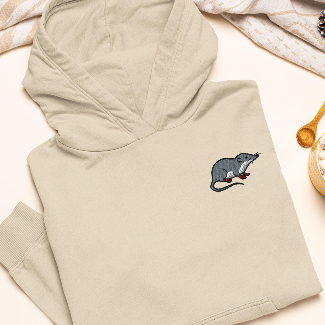 American Water Shrew (Sorex palustris) Embroidered Hoodie: Heavy Blend Cotton-Poly, Unisex Fit