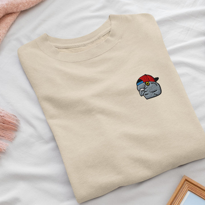 Scumbag Pigeon Embroidered Crewneck Sweatshirt: Cotton Blend, Unisex Fit
