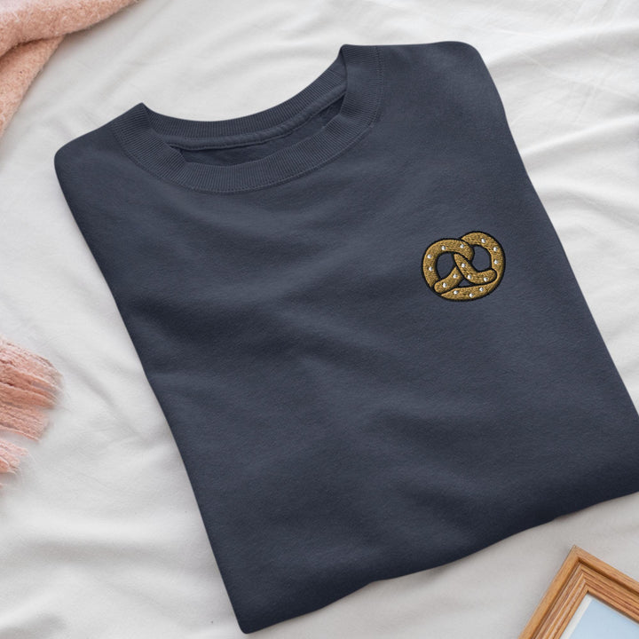 Salted Pretzel Embroidered Crewneck Sweatshirt: Cotton Blend, Unisex Fit