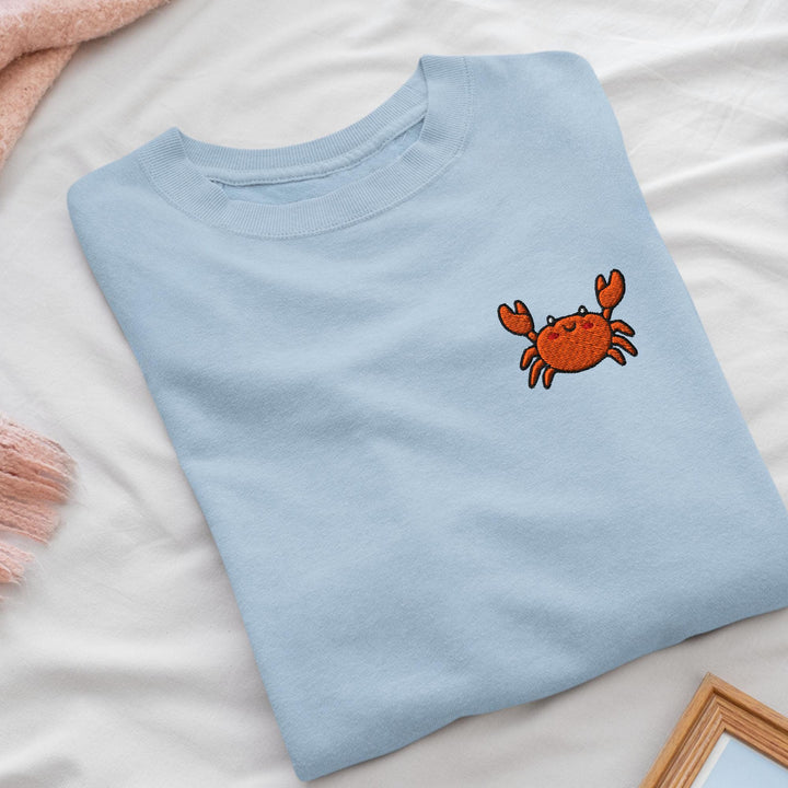 Dungeness Crab Embroidered Crewneck Sweatshirt: Cotton Blend, Unisex Fit