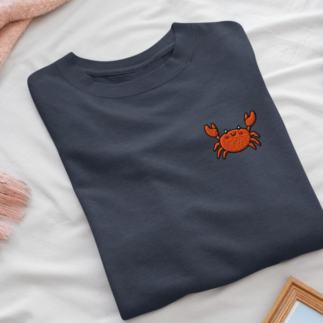 Dungeness Crab Embroidered Crewneck Sweatshirt: Cotton Blend, Unisex Fit