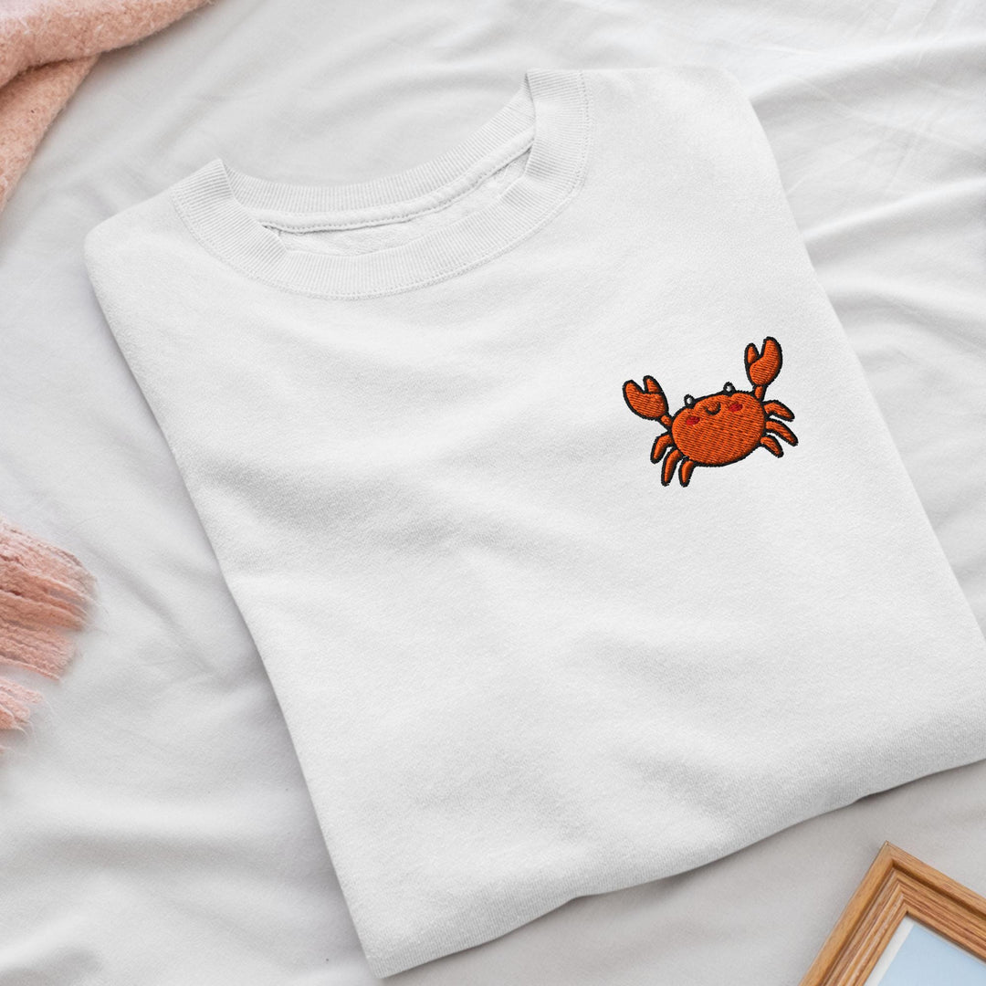 Dungeness Crab Embroidered Crewneck Sweatshirt: Cotton Blend, Unisex Fit