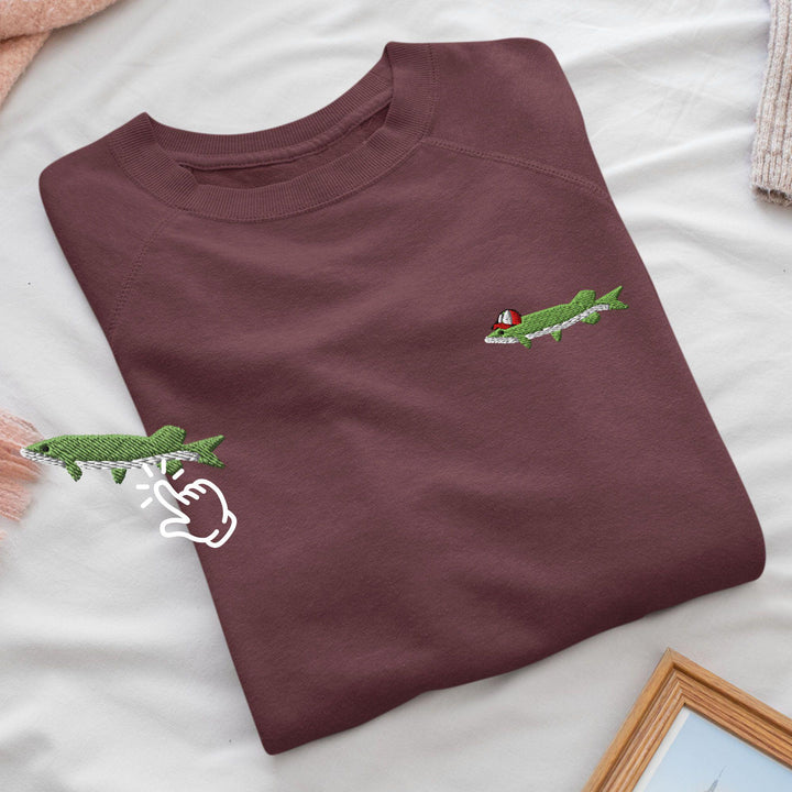 Northern Pike Embroidered Crewneck Sweatshirt: Cotton Blend, Unisex Fit