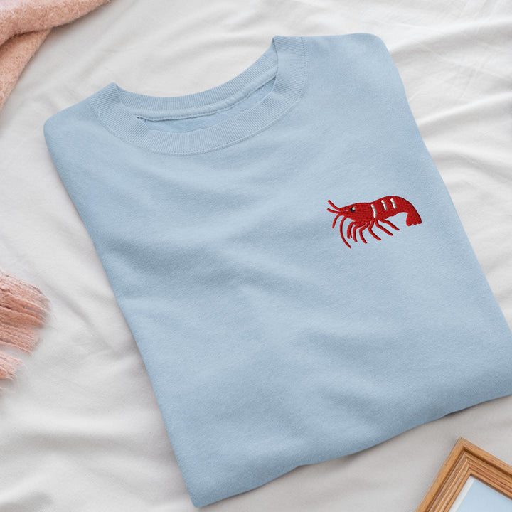 Cherry Shrimp Neocaridina davidi Embroidered Crewneck Sweatshirt: Cotton Blend, Unisex Fit