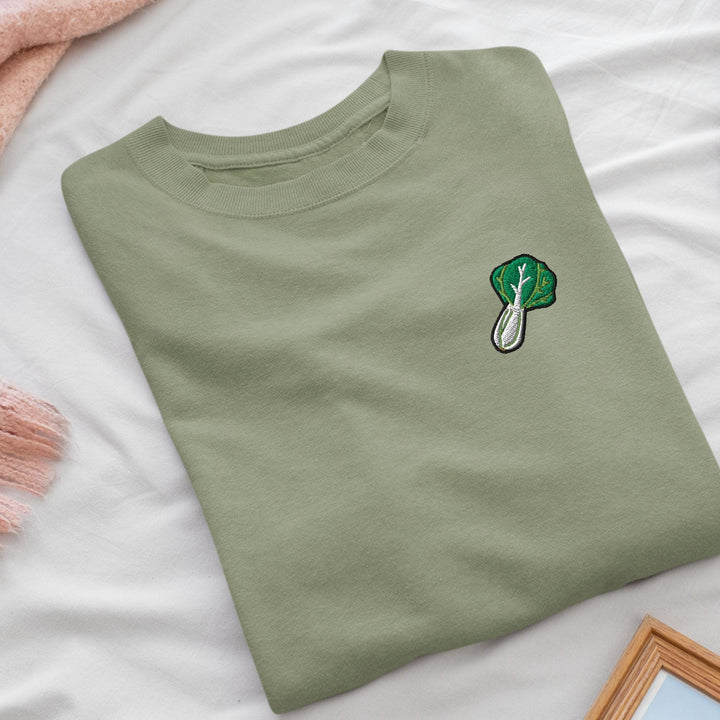 Bok Choi Embroidered Crewneck Sweatshirt: Cotton Blend, Unisex Fit