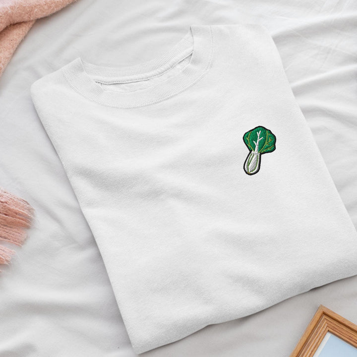 Bok Choi Embroidered Crewneck Sweatshirt: Cotton Blend, Unisex Fit