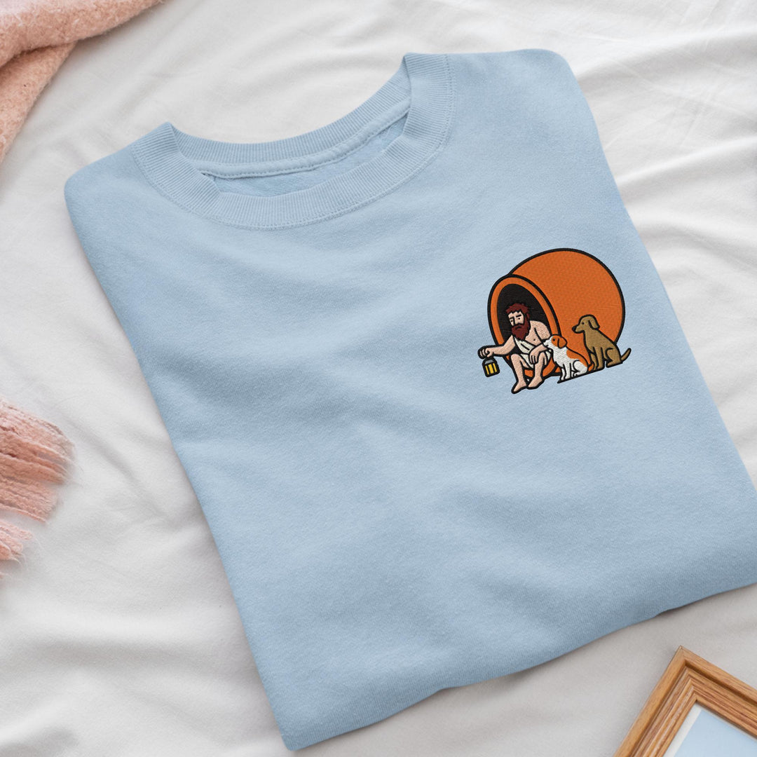 Diogenes the Cynic Embroidered Crewneck Sweatshirt: Cotton Blend, Unisex Fit