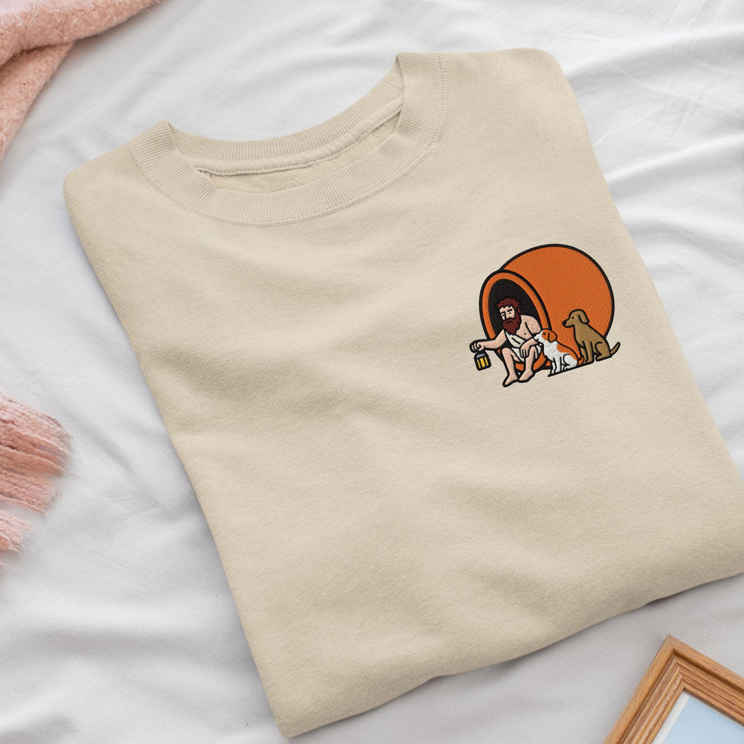 Diogenes the Cynic Embroidered Crewneck Sweatshirt: Cotton Blend, Unisex Fit