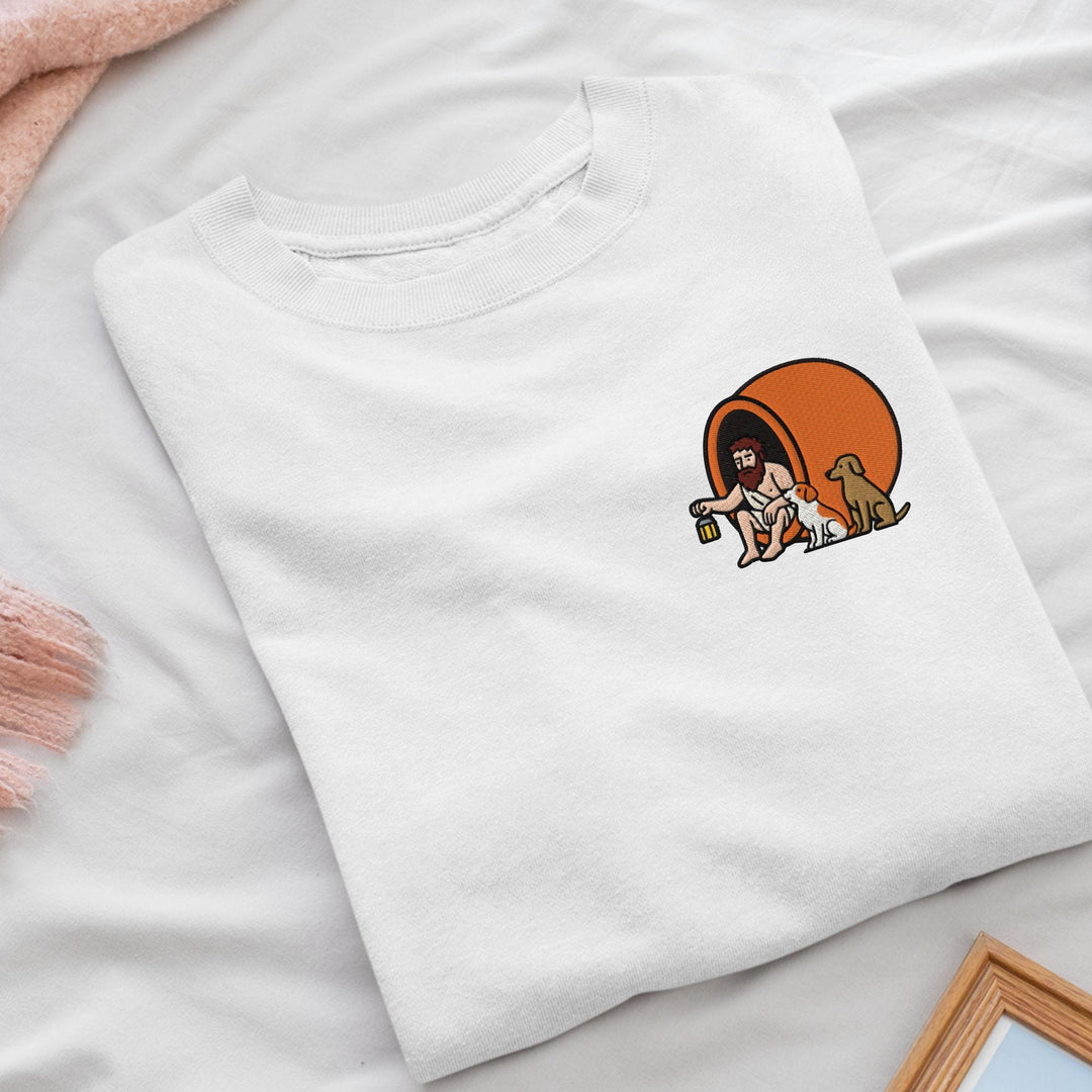 Diogenes the Cynic Embroidered Crewneck Sweatshirt: Cotton Blend, Unisex Fit