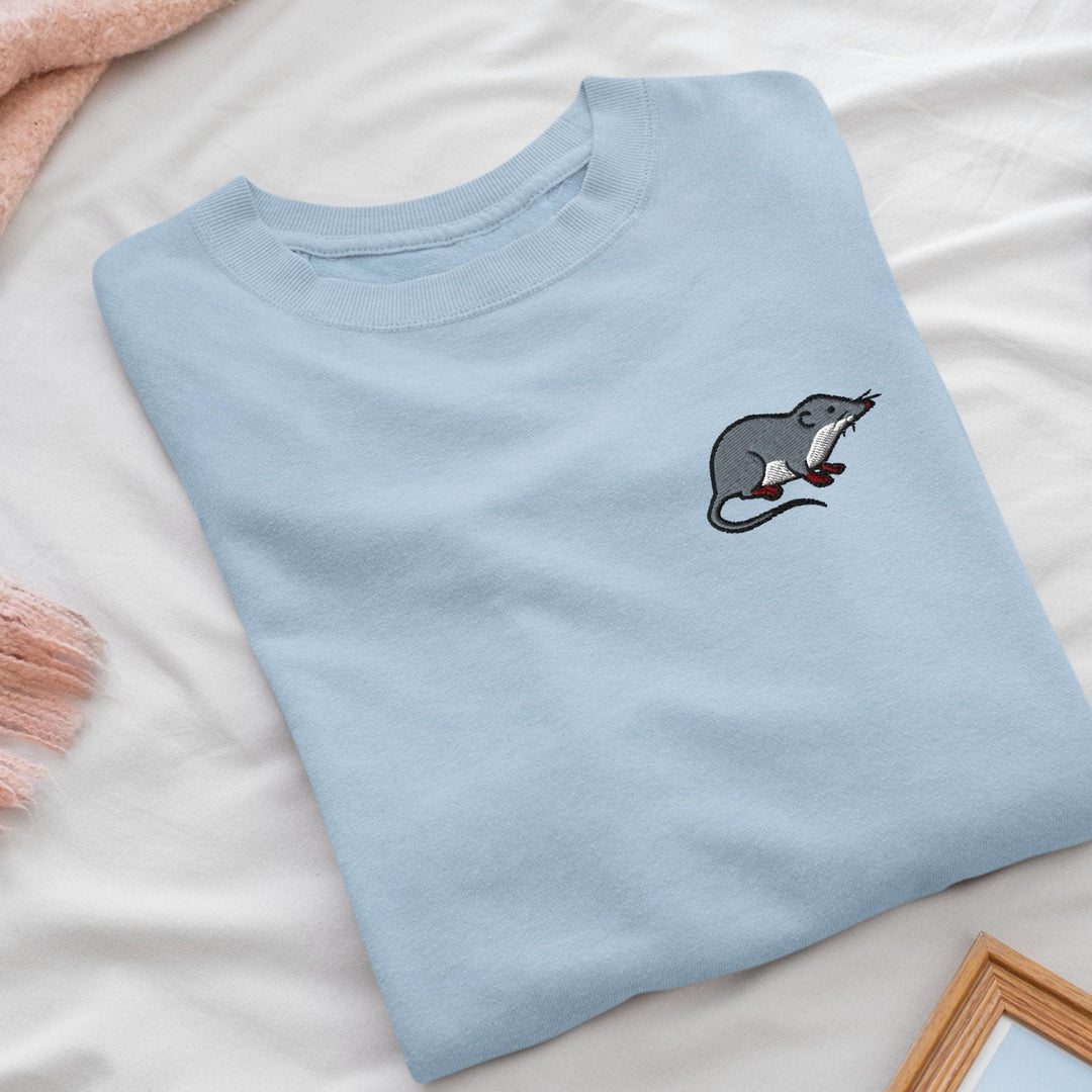 American Water Shrew (Sorex palustris) Embroidered Crewneck Sweatshirt: Cotton Blend, Unisex Fit