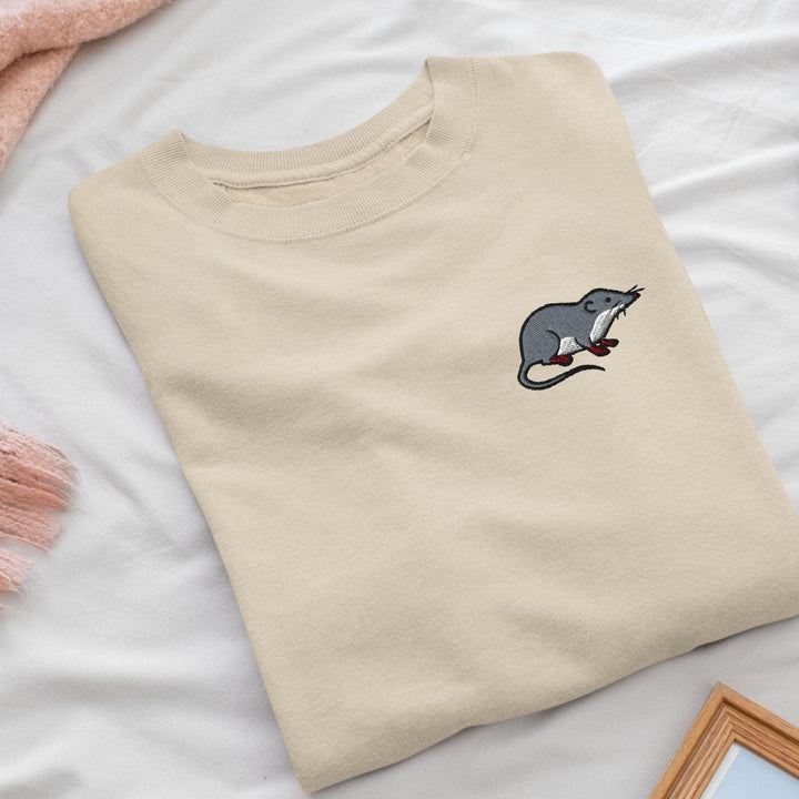 American Water Shrew (Sorex palustris) Embroidered Crewneck Sweatshirt: Cotton Blend, Unisex Fit