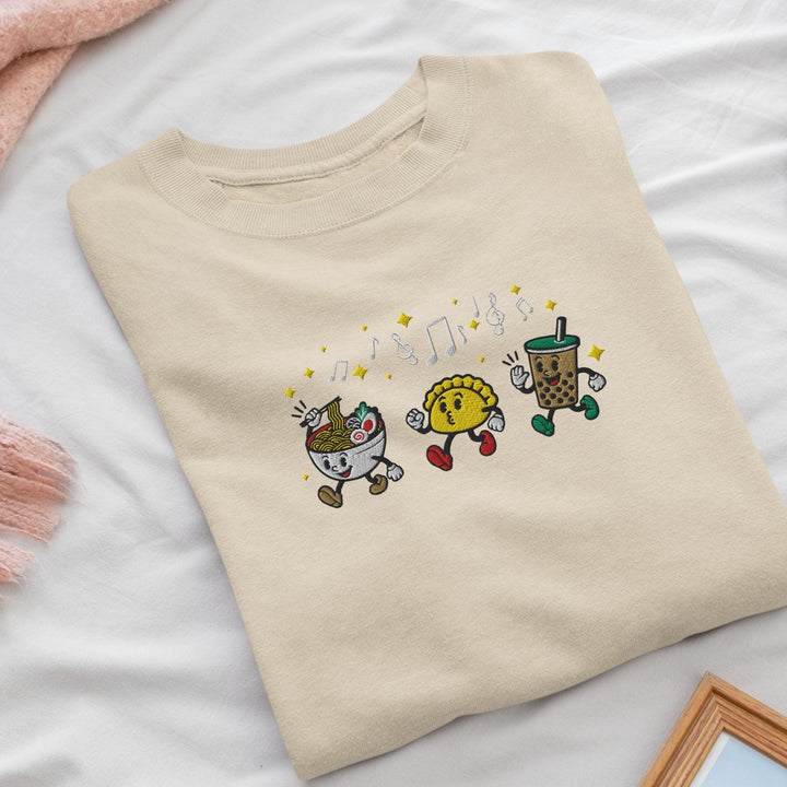 Ramen, Dumpling &amp; Boba Parade Embroidered Crewneck Sweatshirt: Cotton Blend, Unisex Fit