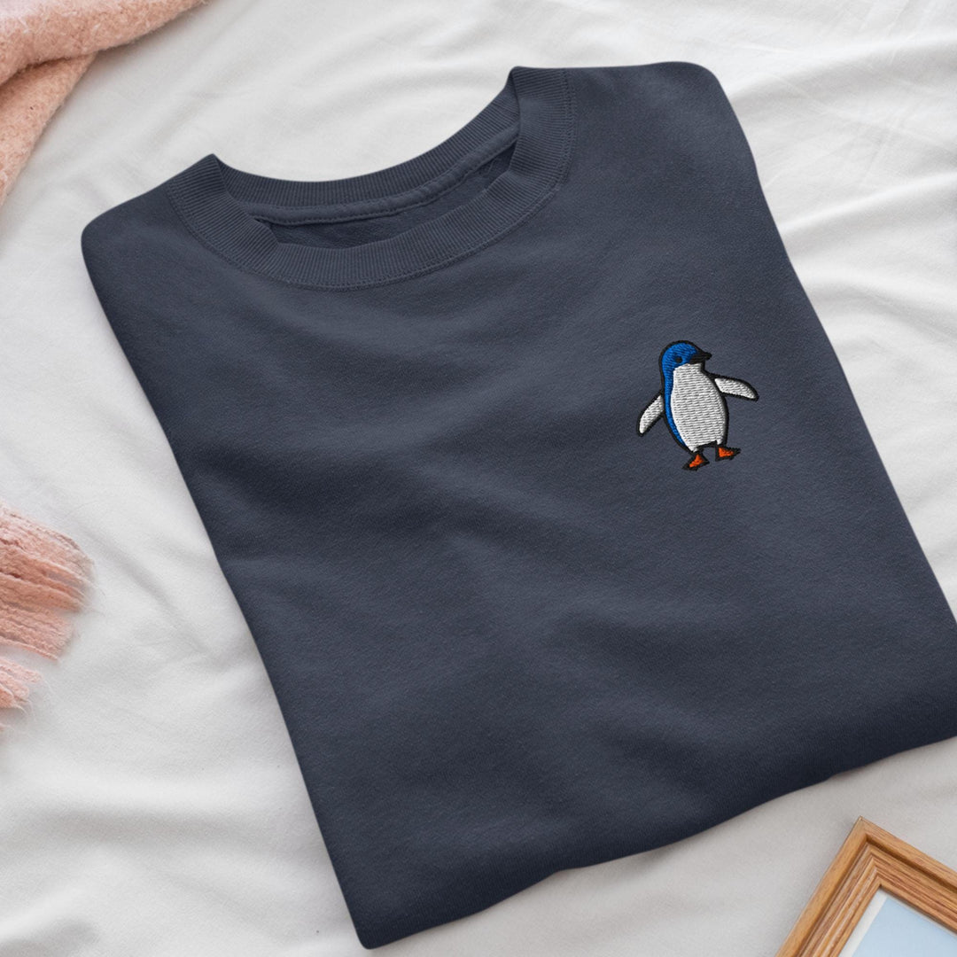 Little Fairy Penguin Embroidered Crewneck Sweatshirt: Cotton Blend, Unisex Fit
