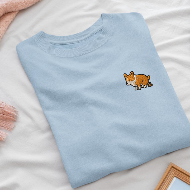 Corgi Pooping Embroidered Crewneck Sweatshirt: Cotton Blend, Unisex Fit
