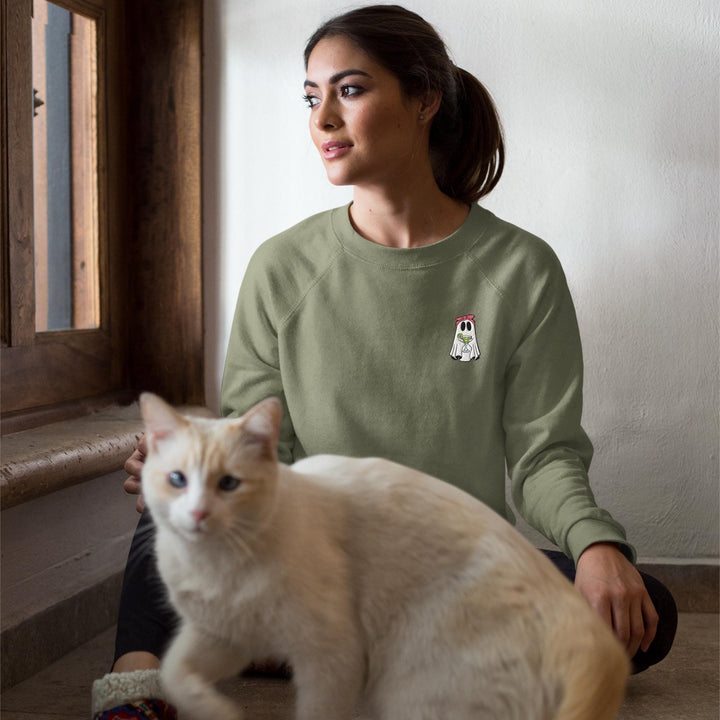 Daiquiri Cocktail Ghost Embroidered Crewneck Sweatshirt: Cotton Blend, Unisex Fit