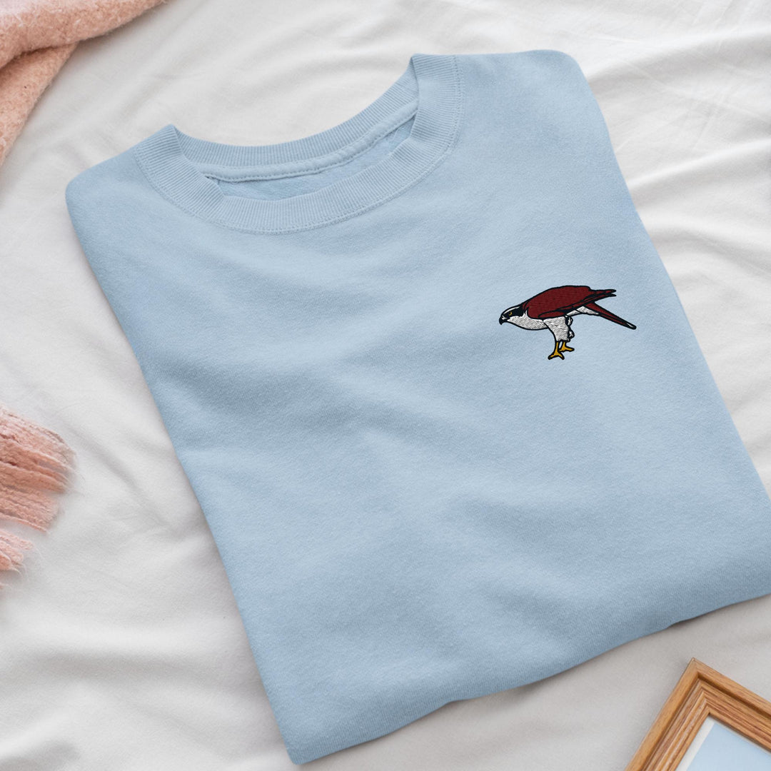 Eurasian Goshawk Embroidered Crewneck Sweatshirt: Cotton Blend, Unisex Fit