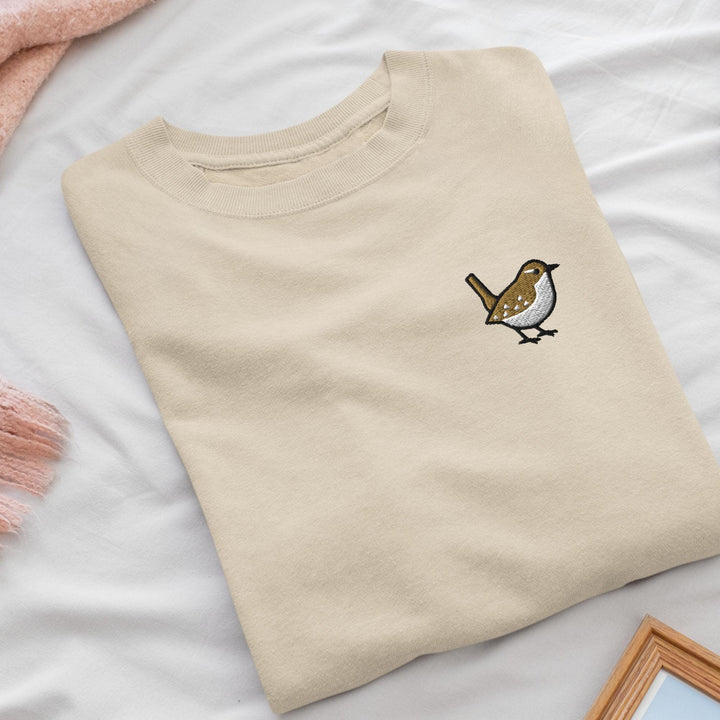 Winter Wren Embroidered Crewneck Sweatshirt: Cotton Blend, Unisex Fit