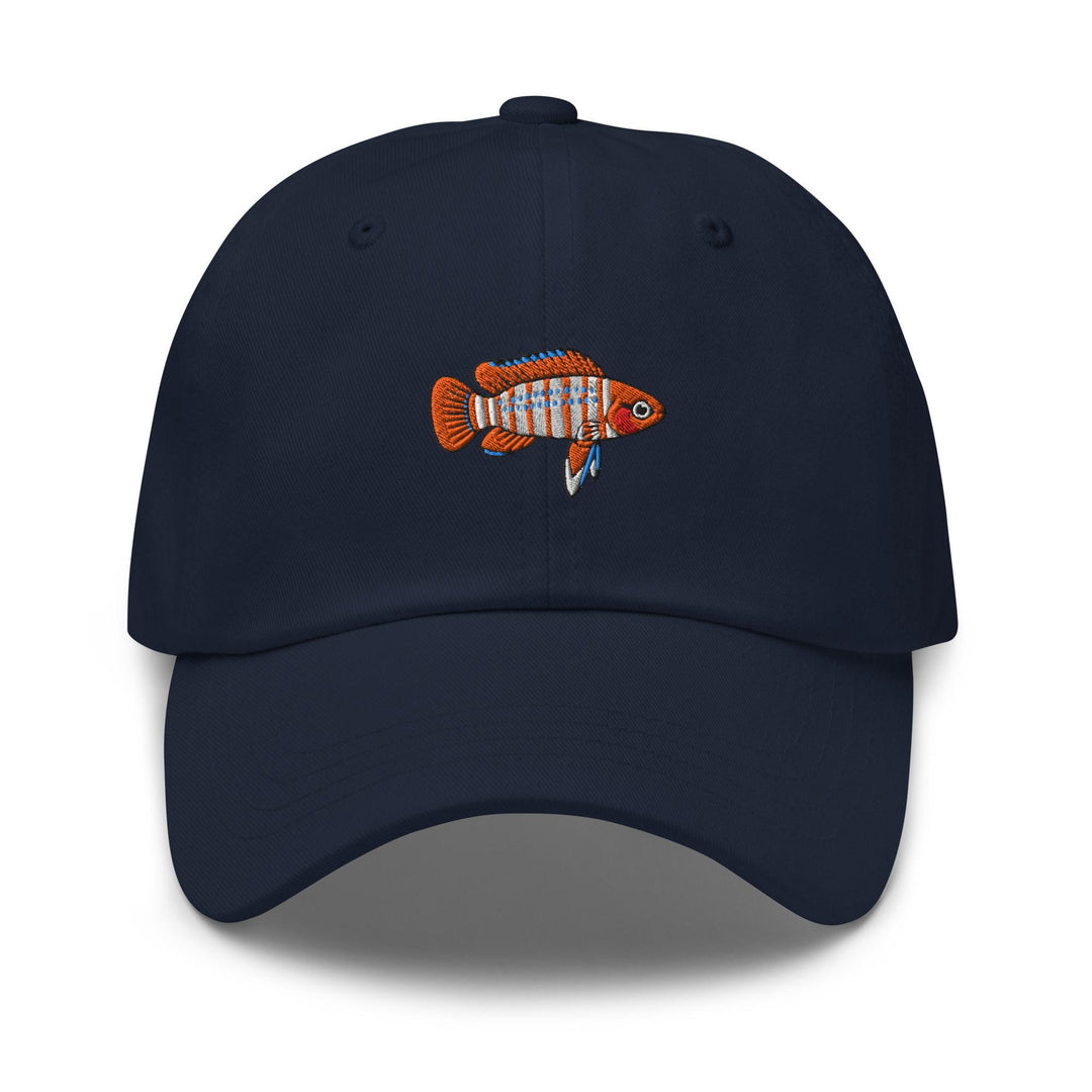 Scarlet Badis Embroidered Dad Cap: Chino Cotton Twill Adjustable Unisex Hat