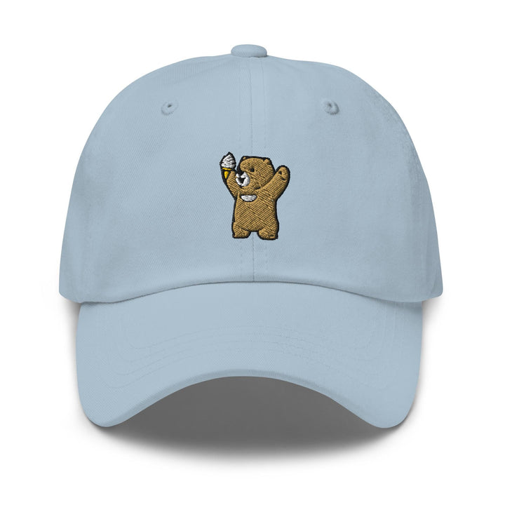 Cheerful Ice Cream Bear Embroidered Dad Cap: Chino Cotton Twill Adjustable Unisex Hat