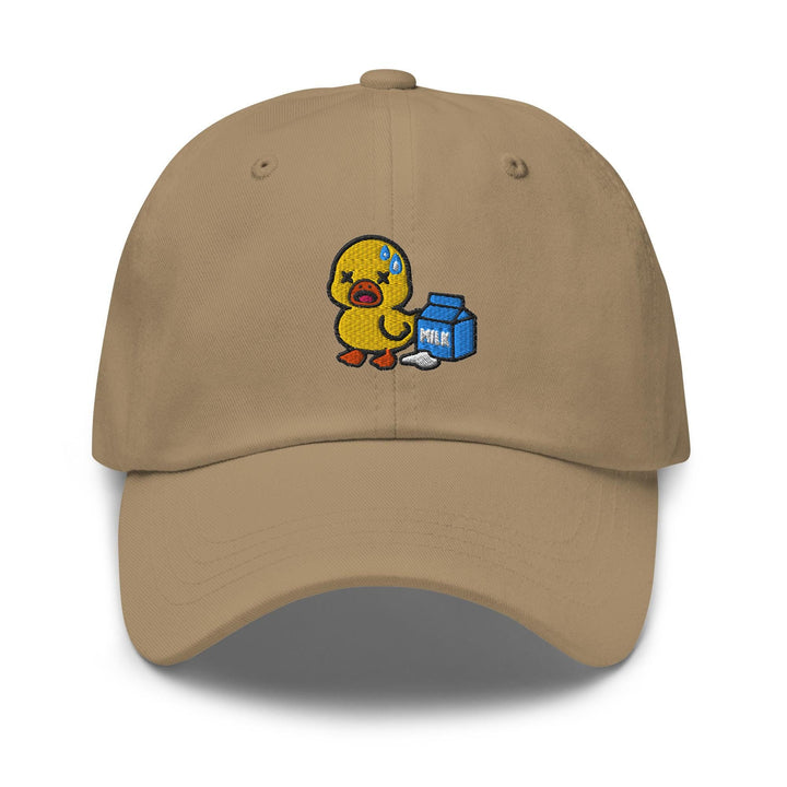 Lactose Intolerant Duck Embroidered Dad Cap: Chino Cotton Twill Adjustable Unisex Hat