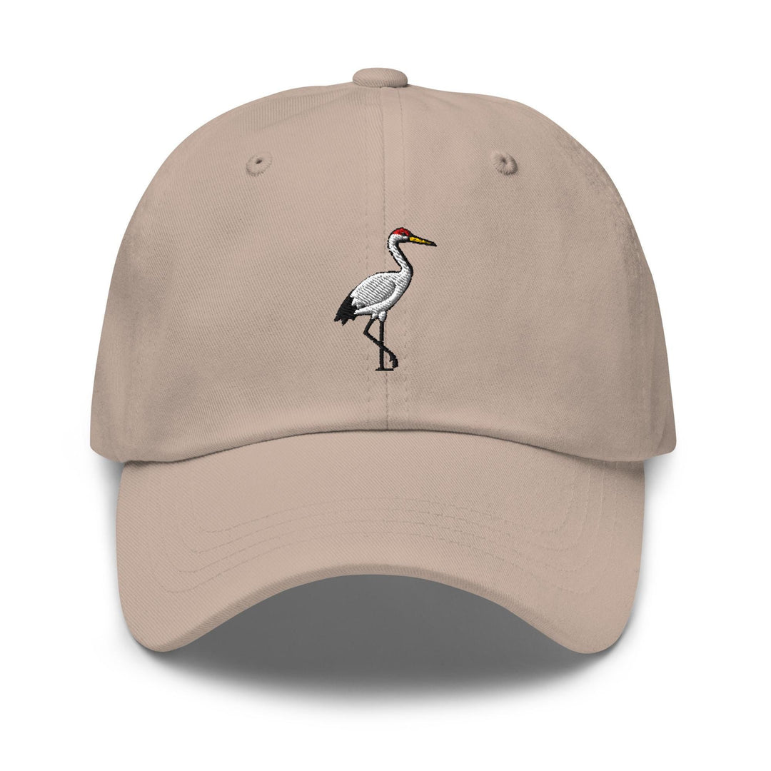 Crane Bird Embroidered Dad Cap: Chino Cotton Twill Adjustable Unisex Hat