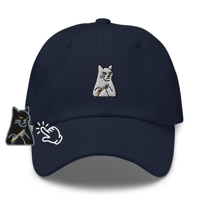 Mr. Pickles Sassy Cat Embroidered Dad Cap: Chino Cotton Twill Adjustable Unisex Hat
