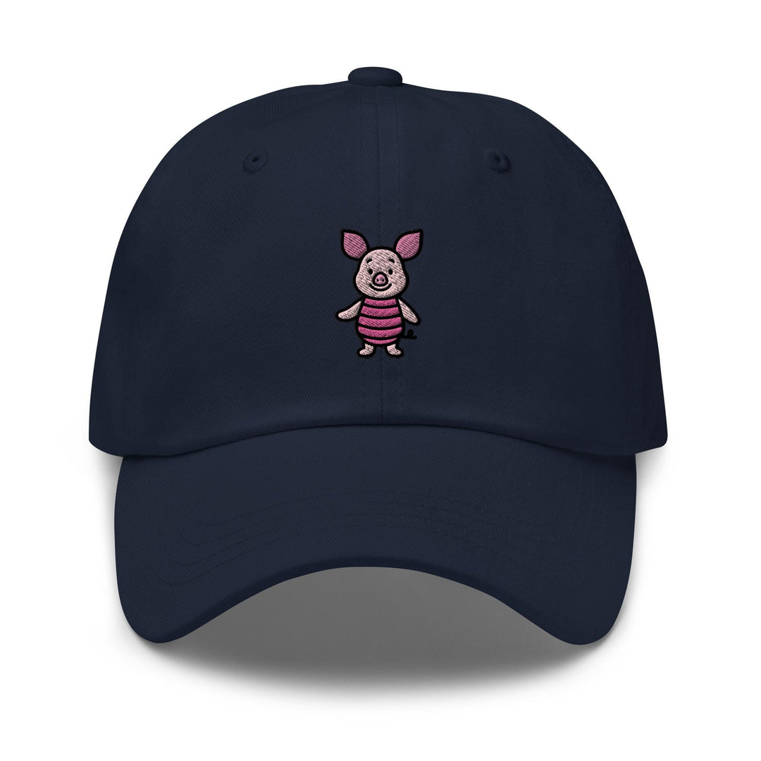 Oinkie Shy Little Pig Embroidered Dad Cap: Chino Cotton Twill Adjustable Unisex Hat