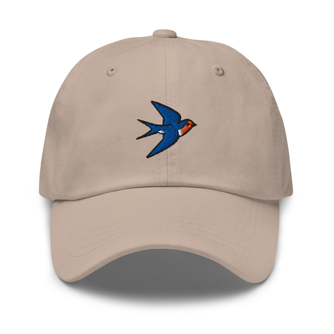 Swallow Bird Embroidered Dad Cap: Chino Cotton Twill Adjustable Unisex Hat