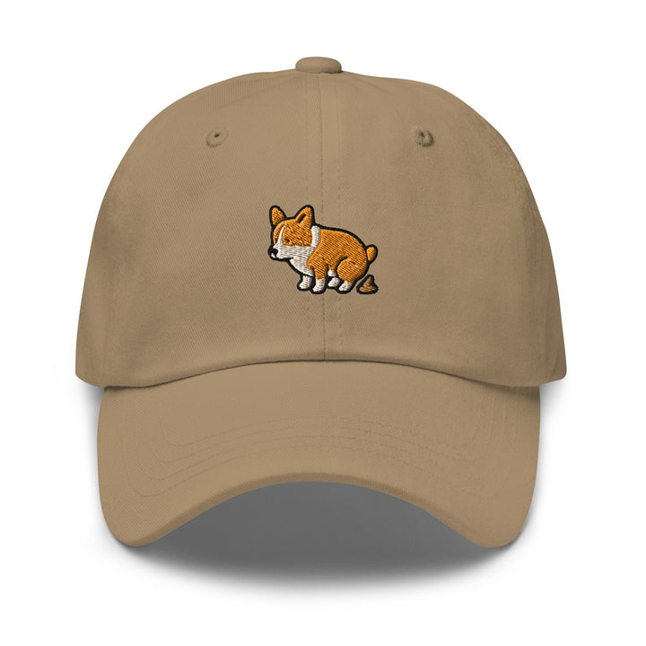 Corgi Pooping Embroidered Dad Cap: Chino Cotton Twill Adjustable Unisex Hat