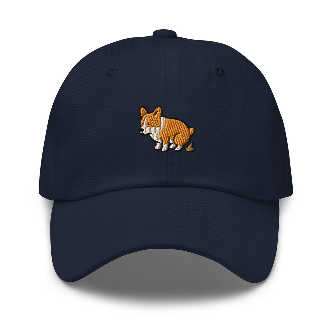Corgi Pooping Embroidered Dad Cap: Chino Cotton Twill Adjustable Unisex Hat