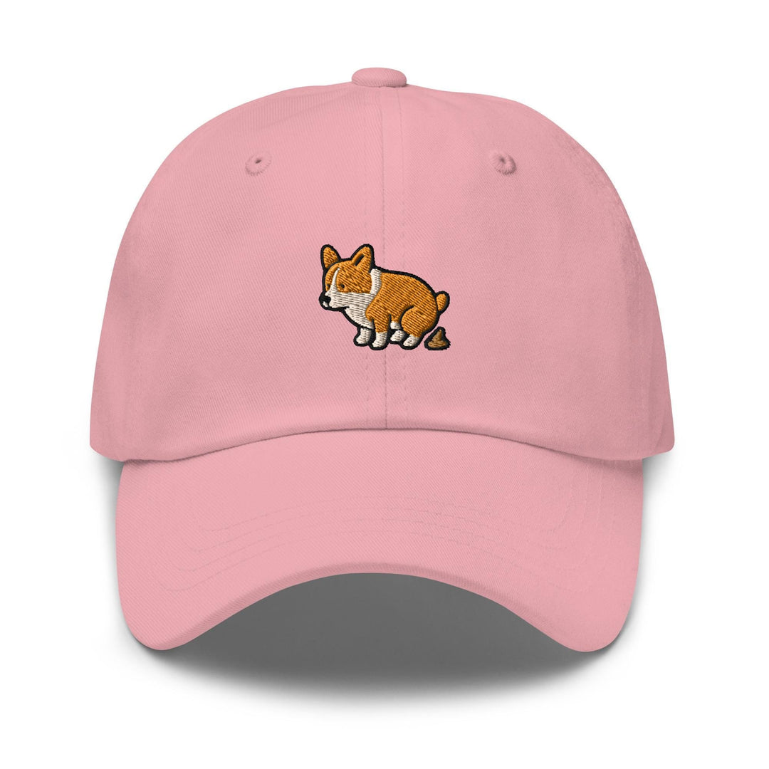 Corgi Pooping Embroidered Dad Cap: Chino Cotton Twill Adjustable Unisex Hat